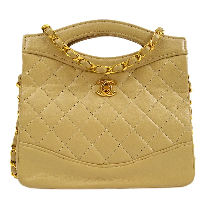 Chanel All - Match Handbag for Versatile StylingCHANEL 1989-1991 Beige Lambskin handbag mini 63966