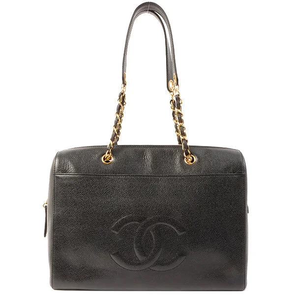 Chanel Designer Handbag with Unique DesignChanel Around 1998 Made Caviar Skin Cc Mark Stitch Chain Boston Bag Black