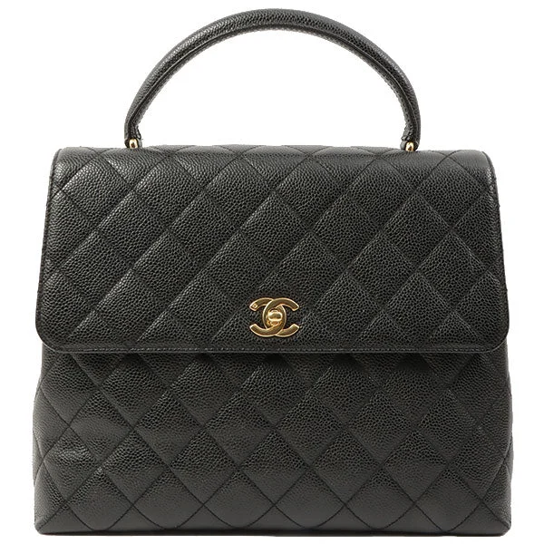 Chanel Small Crossbody Bag for TravelChanel Around 1998 Made Caviar Skin Turn-Lock Handbag Black