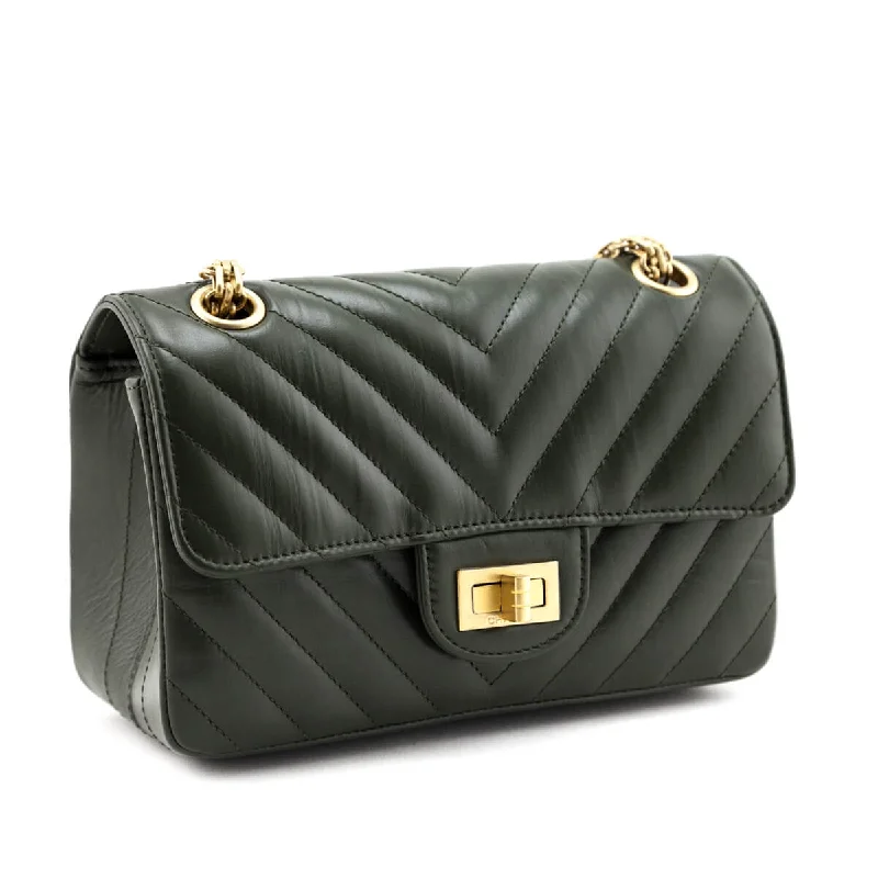 Chanel Handbag with Adjustable Strap for ComfortChanel Green Quilted Aged Calfskin Chevron Mini Reissue Flap Bag