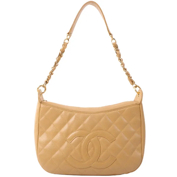 Chanel Vintage Inspired Handbag for Retro LoversChanel Around 2003 Made Caviar Skin Cc Mark Stitch Shoulder Bag Beige