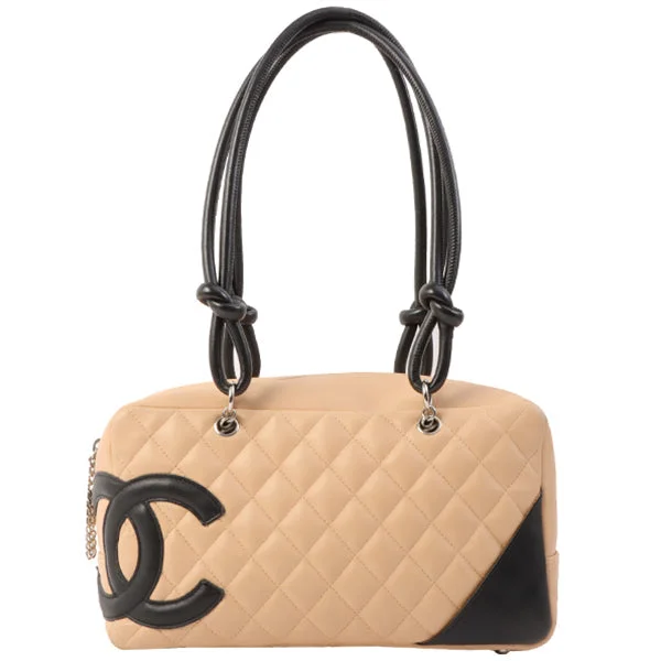 Chanel Quilted Leather Shoulder Bag for FashionistasChanel Around 2005 Made Cambon Shoulder Bag Beige/Black