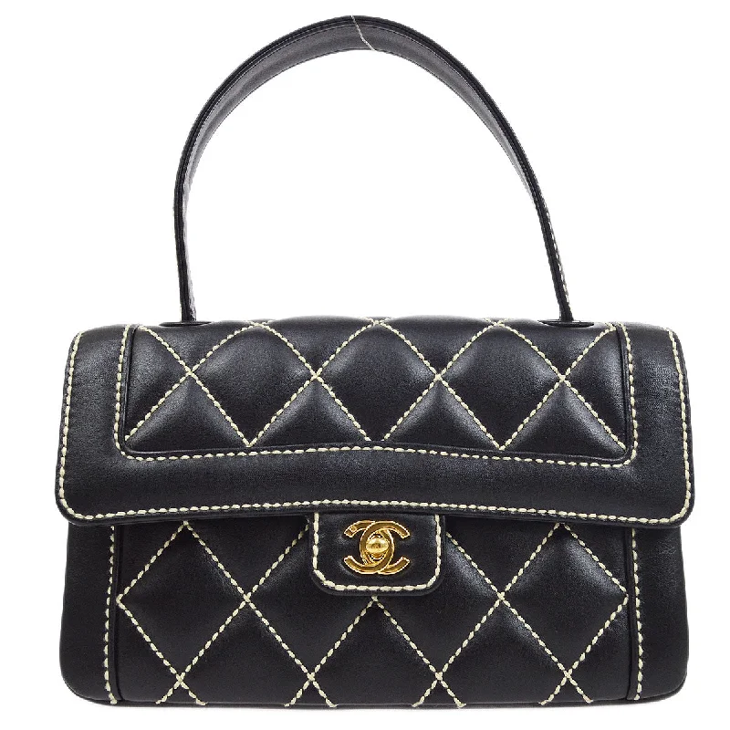 Chanel All - Match Handbag for Versatile StylingCHANEL 2004-2005 Black Calfskin Wild Stitch Handbag 75387