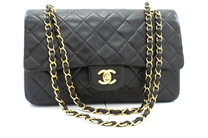 Chanel Black Handbag for Business MeetingsCHANEL Classic Double Flap 10" Chain Shoulder Bag Black Lambskin k04