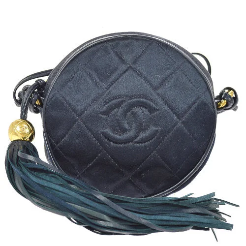 Chanel New Arrival Handbag with Gold HardwareCHANEL 1989-1991 Quilted CC Fringe Cross Body Shoulder Bag Navy yg02090d