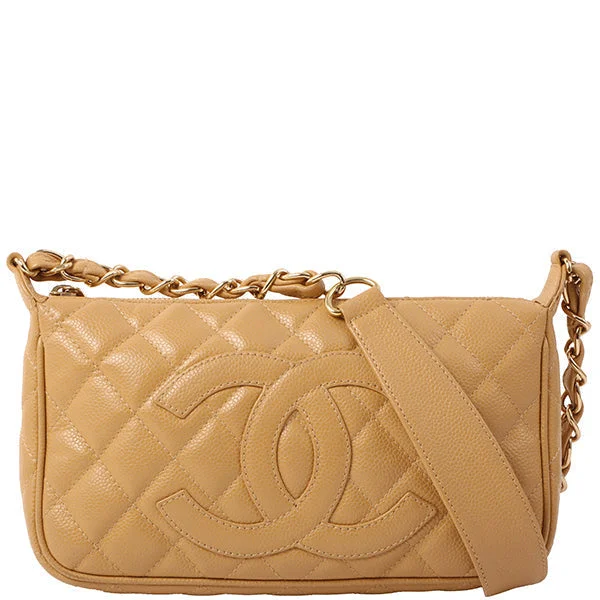 Chanel Limited Edition Handbag for CollectorsChanel Around 2001 Made Caviar Skin Cc Mark Stitch Shoulder Bag Beige