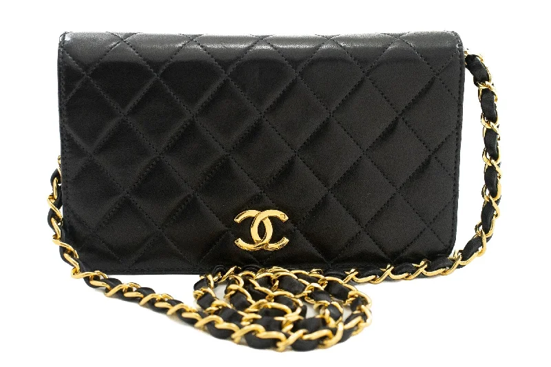 Chanel Luxury Handbag for High - End EventsCHANEL Full Flap Chain Shoulder Bag Clutch Black Quilted Lambskin k09