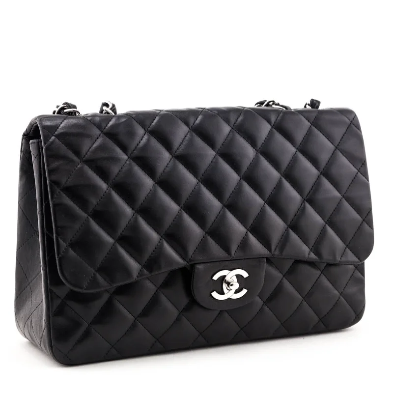 Chanel Designer Handbag with Unique DesignChanel Black Quilted Lambskin Jumbo Classic Single Flap Bag