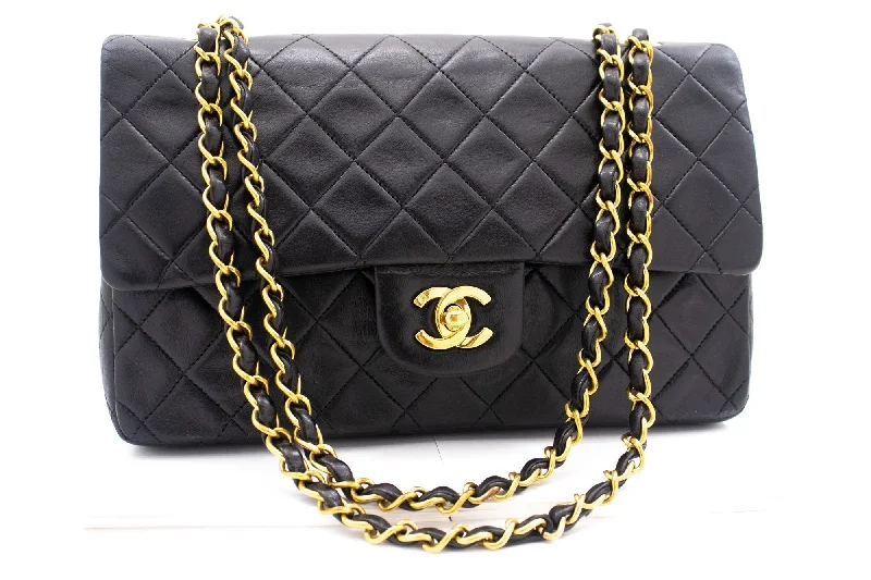 Chanel Black Handbag for Business MeetingsCHANEL Classic Double Flap 10" Chain Shoulder Bag Black Lambskin k77