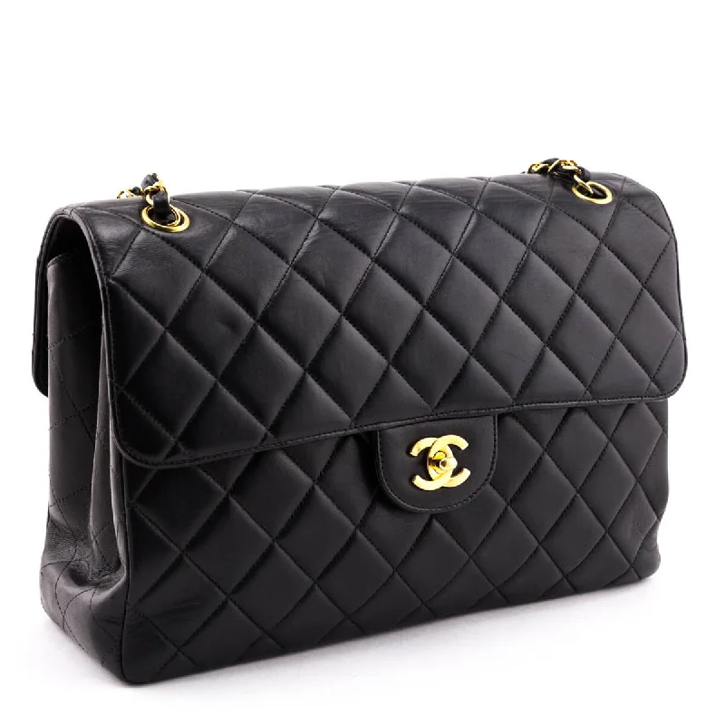 Chanel Quilted Leather Shoulder Bag for FashionistasChanel Black Quilted Lambskin Vintage Jumbo Double Sided Classic Flap Bag