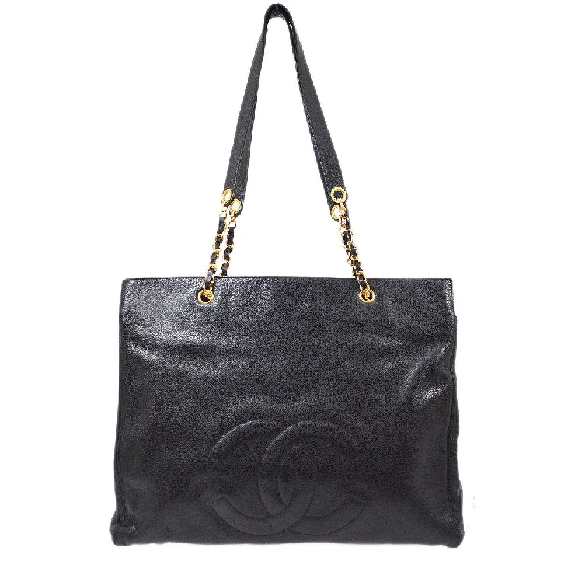 Chanel Luxury Handbag for High - End EventsCHANEL 1996-1997 Black Caviar Tote XL 70881