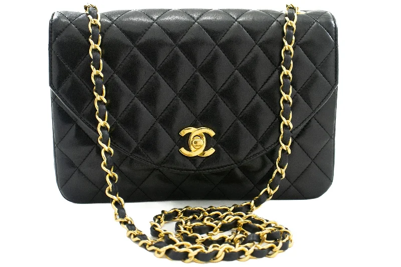 Chanel Vintage Inspired Handbag for Retro LoversCHANEL Half Moon Chain Shoulder Bag Crossbody Black Quilted Flap k22