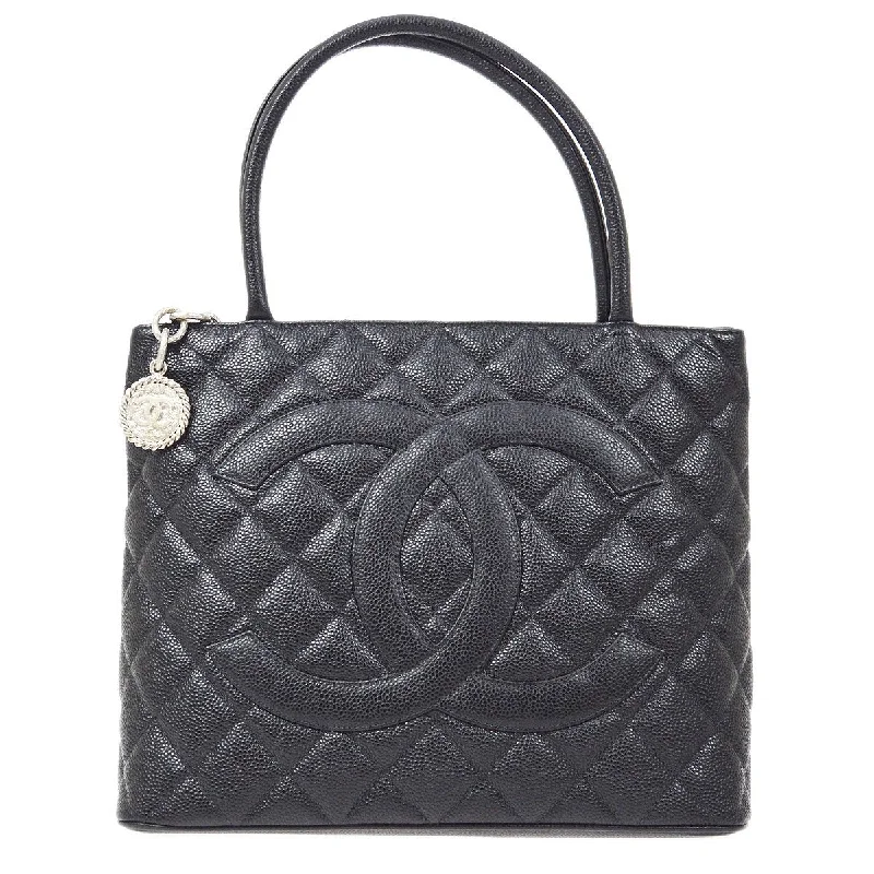 Chanel Designer Handbag with Unique DesignCHANEL 2001-2003 Black Caviar Medallion Tote 60662