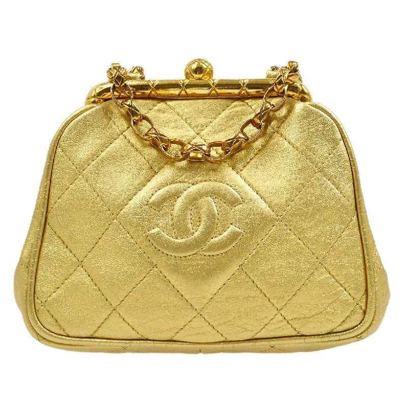 Chanel Handbag with Adjustable Strap for ComfortCHANEL 1989-1991 Chain Shoulder Bag Gold Lambskin A41412e