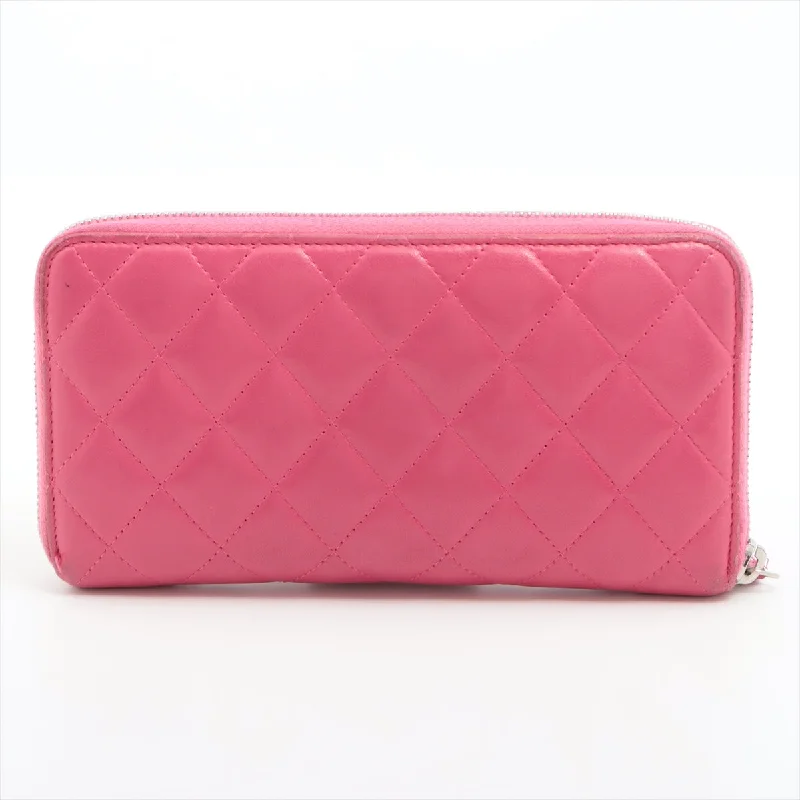 Chanel All - Match Handbag for Versatile StylingChanel Matelasse Ram Leather Zippy Long Wallet Pink