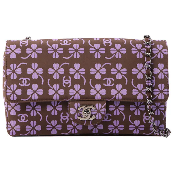 Chanel All - Match Handbag for Versatile StylingChanel Around 2000 Made Clover Design Print Turn-Lock Chain Bag Brown/Purple