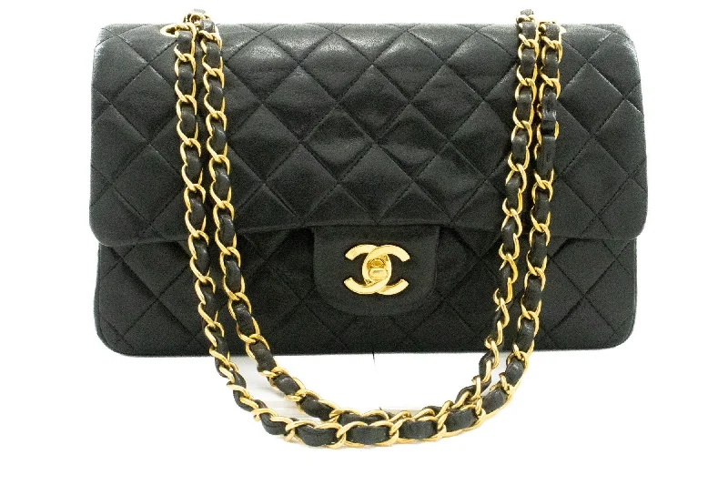 Chanel Limited Edition Handbag for CollectorsCHANEL Classic Double Flap 10" Chain Shoulder Bag Black Lambskin k49