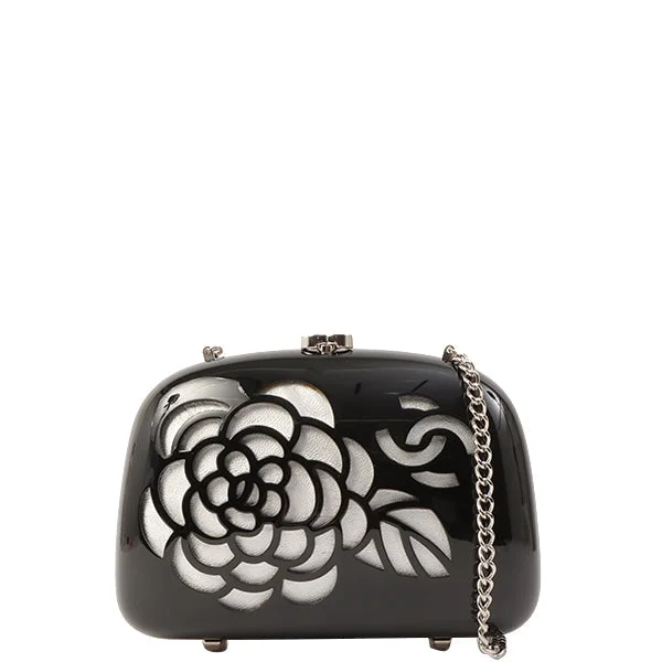 Chanel Vintage Inspired Handbag for Retro LoversChanel Around 2007 Plastic Camellia Cutout Chain Bag Black/Silver