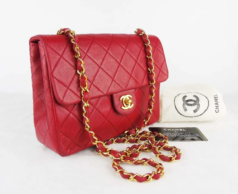 Chanel Vintage Inspired Handbag for Retro LoversCHANEL red mini square lambskin flap bag ghw - vintage