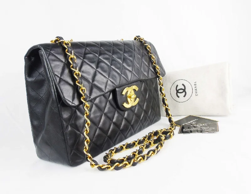 Chanel New Arrival Handbag with Gold HardwareCHANEL Classic  'Jumbo XL' (Maxi) 2.55 Flap bag Black Leather - vintage