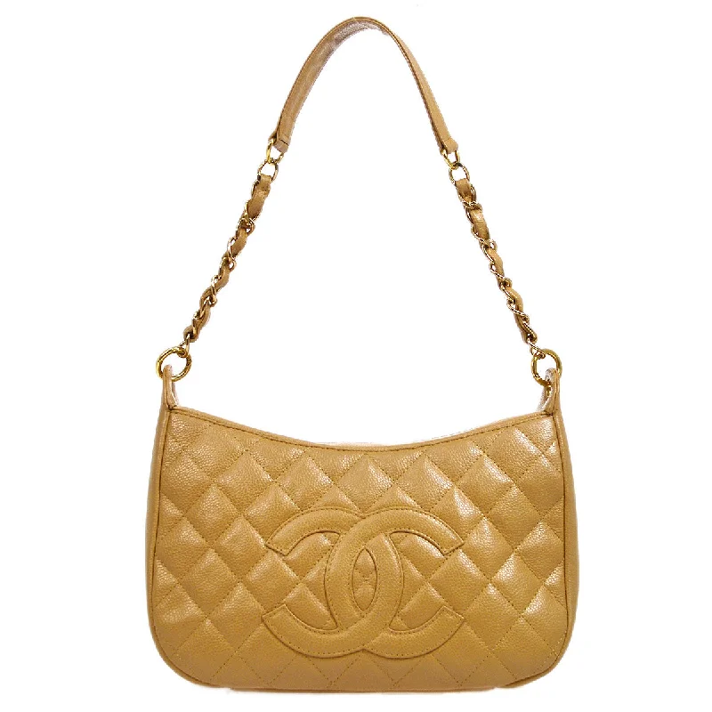 Chanel New Arrival Handbag with Gold HardwareCHANEL 2003-2004 Hobo Bag Beige Caviar 15748