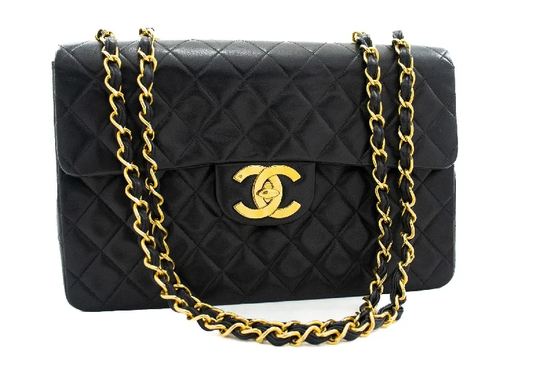 Chanel Chain Strap Handbag for Everyday UseCHANEL Classic Large 13" Flap Chain Shoulder Bag Black Lambskin j56