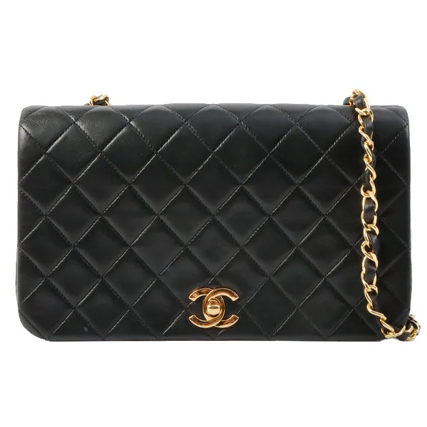 Chanel Handbag with Adjustable Strap for ComfortChanel Around 1990 Made Full Flap Chain Bag 23Cm Black