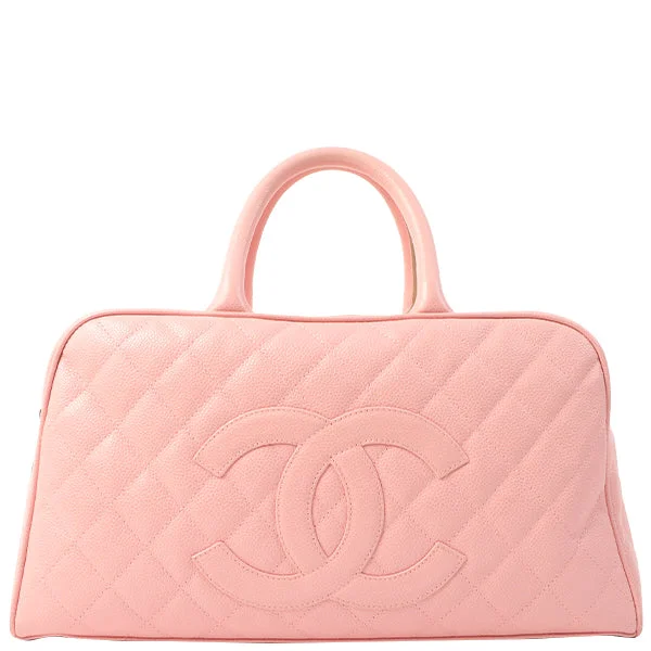 Chanel Designer Handbag with Unique DesignChanel Around 2005 Made Caviar Skin Cc Mark Stitch Boston Bag Pink