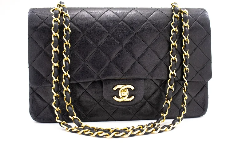 Chanel Lightweight Handbag for Daily ErrandsCHANEL Classic Double Flap 10" Chain Shoulder Bag Black Lambskin k69