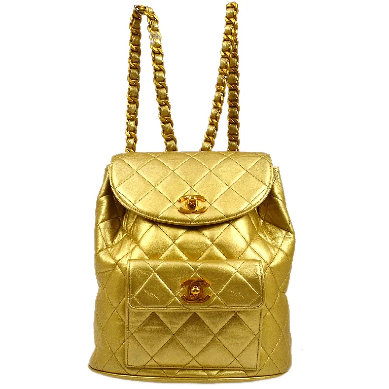 Chanel Classic Flap Bag for Evening PartyCHANEL 1991-1994 DUMA Backpack Medium Gold Lambskin BA01755b