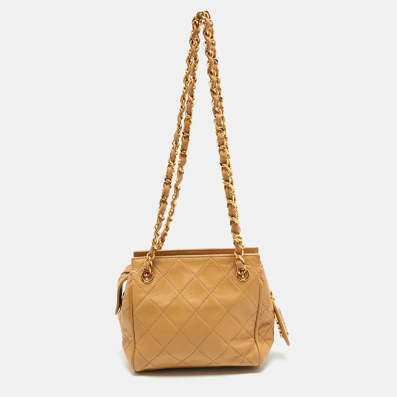 Chanel Small Crossbody Bag for TravelChanel Beige Quilted Leather Mini Timeless Chain Tote