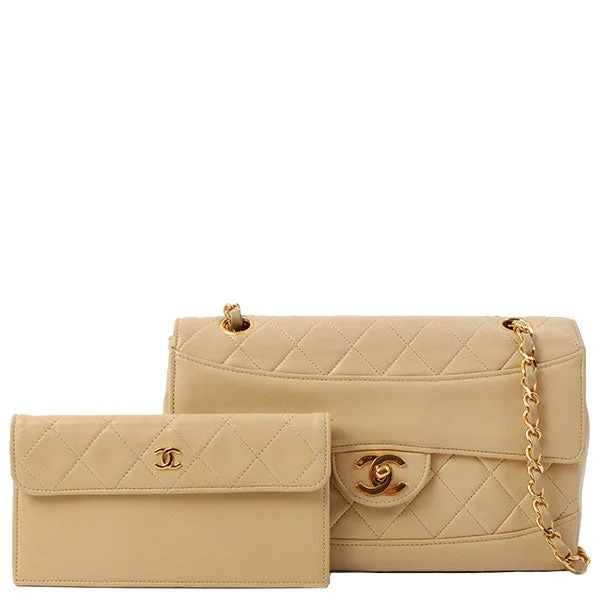 Chanel New Arrival Handbag with Gold HardwareChanel Around 1990 Made Design Flap Chain Bag With Pouch Beige