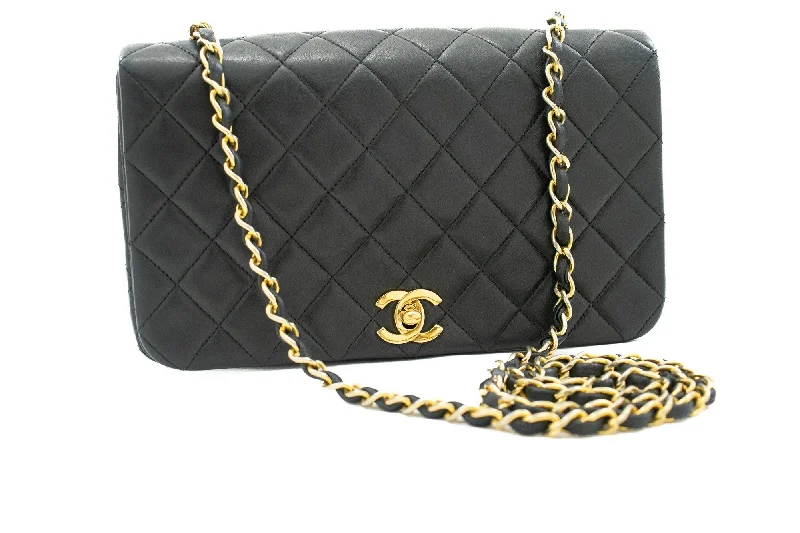 Chanel Lightweight Handbag for Daily ErrandsCHANEL Full Flap Chain Shoulder Bag Black Quilted Lambskin Leather j95