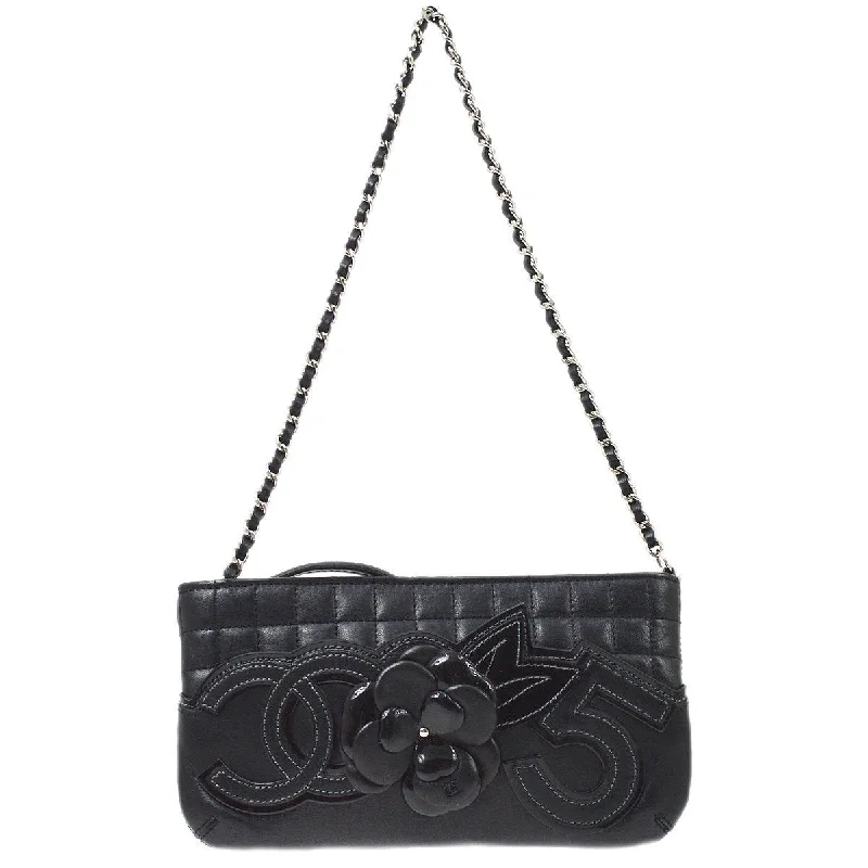 Chanel Luxury Handbag for High - End EventsCHANEL 2005-2006 Camellia No.5 Chain Handbag Black ao28878