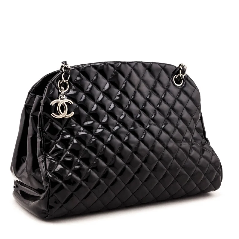 Chanel Colorful Handbag for Spring OutfitsChanel Black Patent Quilted Large Just Mademoiselle Bowling Bag