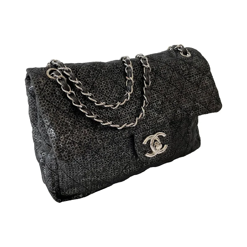 Chanel Lightweight Handbag for Daily ErrandsChanel Sequins Mesh Jumbo Classic Flap Bag