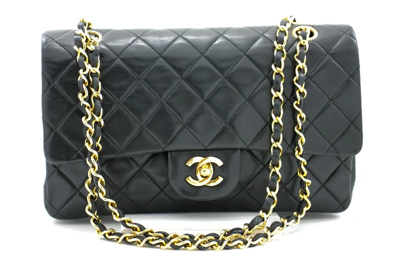 Chanel Small Crossbody Bag for TravelCHANEL Classic Double Flap 10" Chain Shoulder Bag Black Lambskin i65