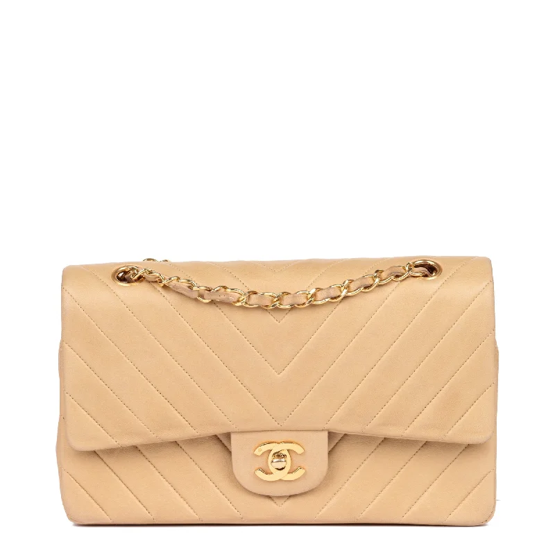 Chanel Lightweight Handbag for Daily ErrandsChanel Beige Chevron Quilted Lambskin Vintage Medium Classic Double Flap Bag