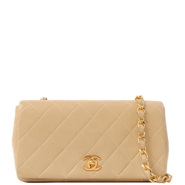 Chanel Luxury Handbag for High - End EventsChanel Around 1990 Made Full Flap Turn-Lock Chain Bag Mini Beige