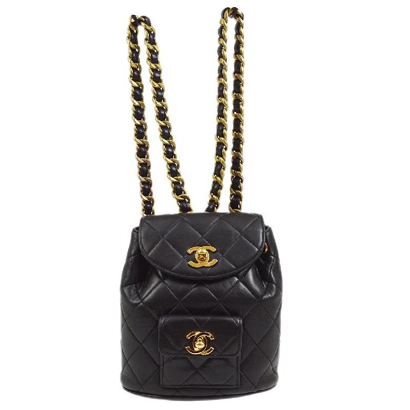 Chanel Limited Edition Handbag for CollectorsCHANEL Black Lambskin DUMA Backpack Small 84461