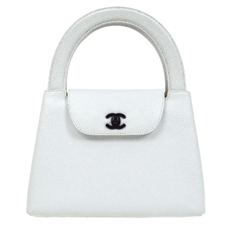 Chanel Designer Handbag with Unique DesignCHANEL 1997-1999 Handbag White Caviar 53112