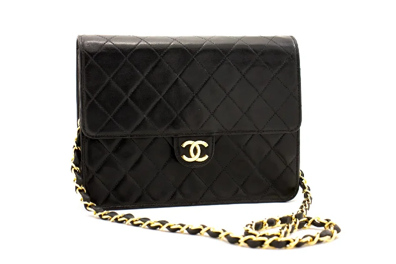 Chanel Limited Edition Handbag for CollectorsCHANEL Small Chain Shoulder Bag Clutch Black Quilted Flap Lambskin d22