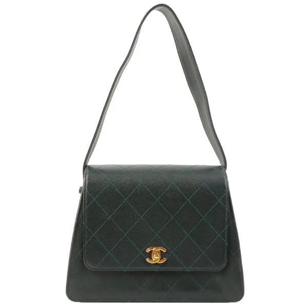 Chanel Limited Edition Handbag for CollectorsChanel Around 1997 Made Caviar Skin Turn-Lock Shoulder Bag Dark Green