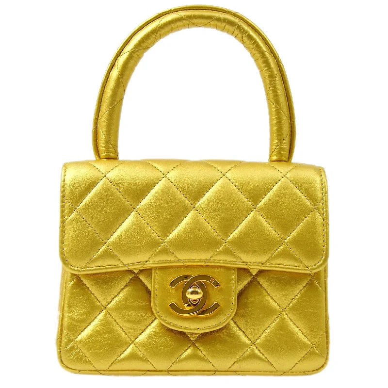 Chanel Luxury Handbag for High - End EventsCHANEL Classic Flap Handbag Micro Gold Lambskin ao29040