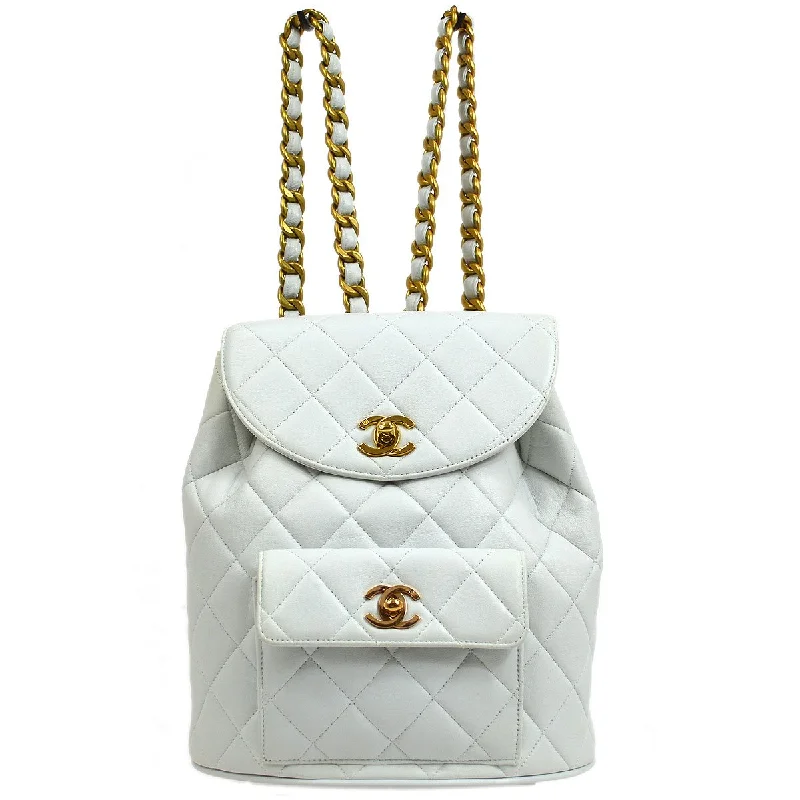 Chanel Luxury Handbag for High - End EventsCHANEL White Lambskin DUMA Backpack 41486