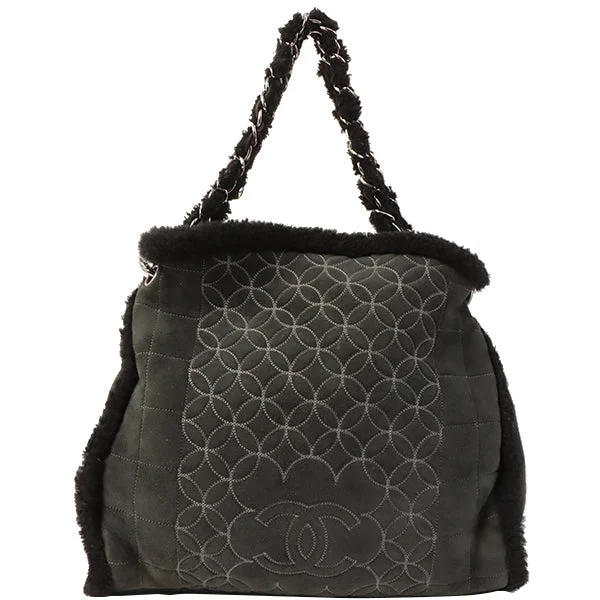 Chanel Medium Tote Bag for Office LadiesChanel Around 2005 Made Mouton Cc Mark Stitch Shoulder Bag Black