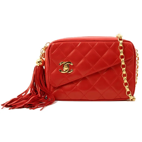 Chanel Classic Flap Bag for Evening PartyChanel Around 1992 Made Turn-Lock Fringe Bijoux Chain Bag Red