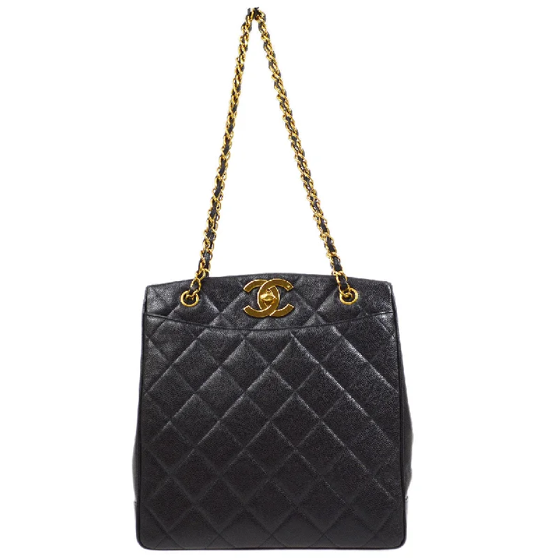 Chanel Classic Flap Bag for Evening PartyCHANEL 1991-1994 Big CC Chain Tote Bag Black Caviar 45123