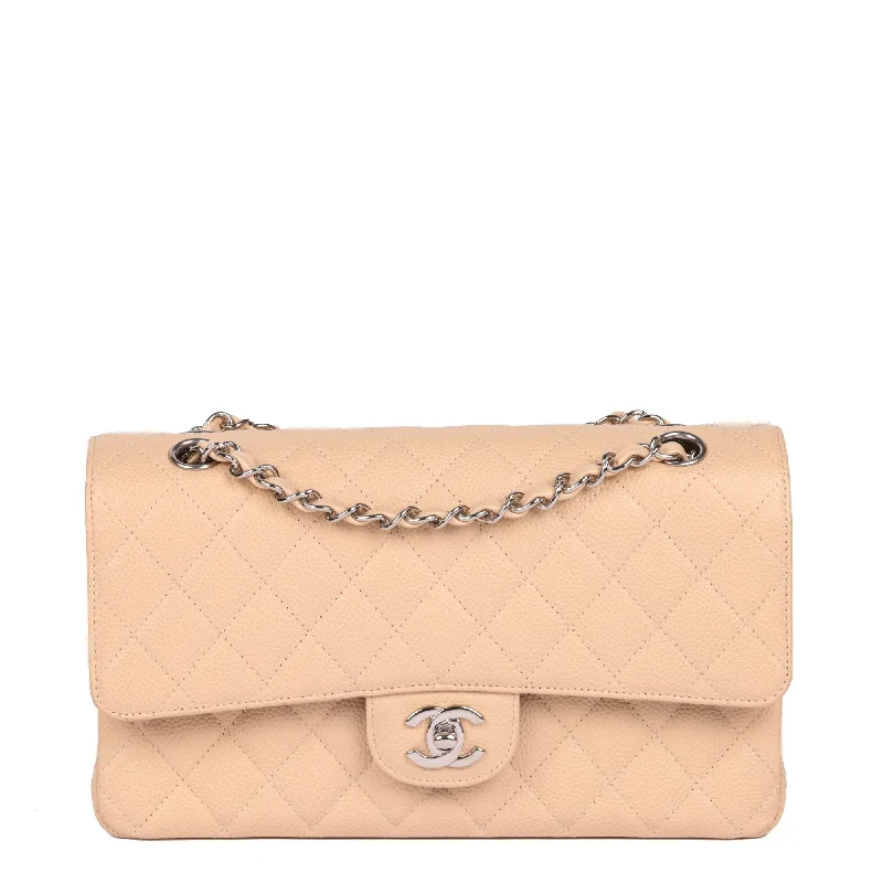 Chanel Classic Flap Bag for Evening PartyChanel Beige Quilted Caviar Leather Medium Classic Double Flap Bag