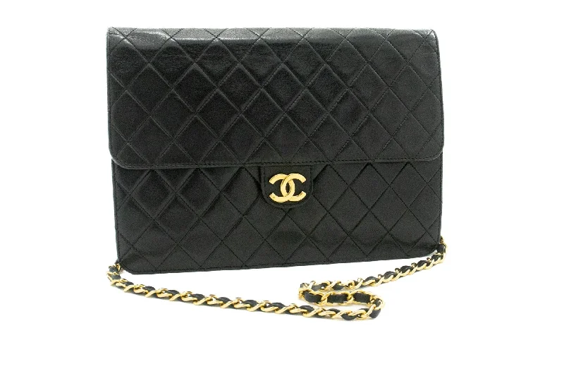 Chanel Handbag with Adjustable Strap for ComfortCHANEL Chain Shoulder Bag Clutch Black Quilted Flap Lambskin Purse k14